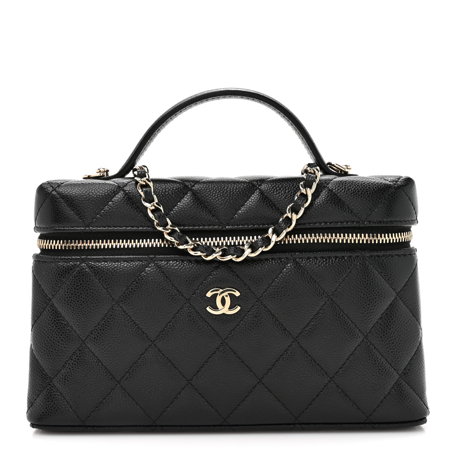 Chanel Caviar Quilted Top Handle Slim Vanity With Chain Black 1 of 10