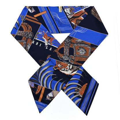 Hermes Silk Carre En Carres Maxi Twilly Marine Klein Brun 1 of 4