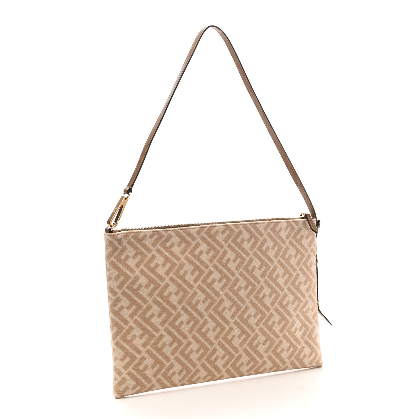 Wool Vitello King FF 1974 Diagonal Clutch Shoulder Bag Beige Cammello Sand