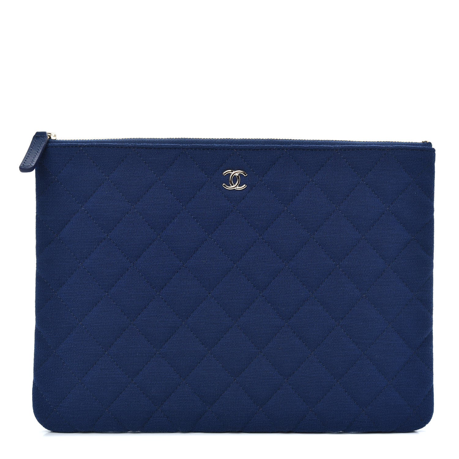 Chanel Jersey Quilted Medium Cosmetic Case Blue 1 of 8
