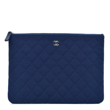 Chanel Jersey Quilted Medium Cosmetic Case Blue 1 of 8