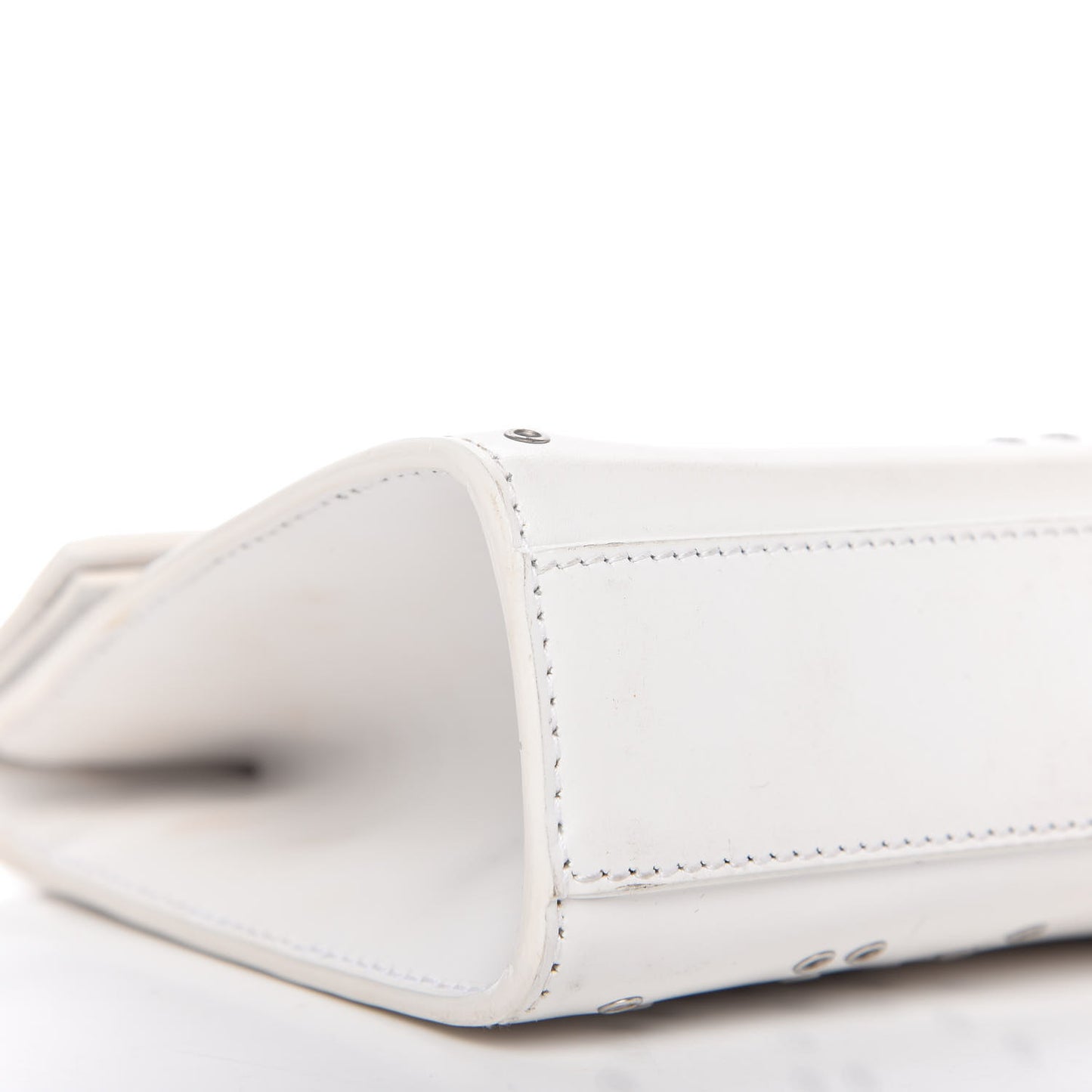 Calfskin Grommet Studded Clutch White