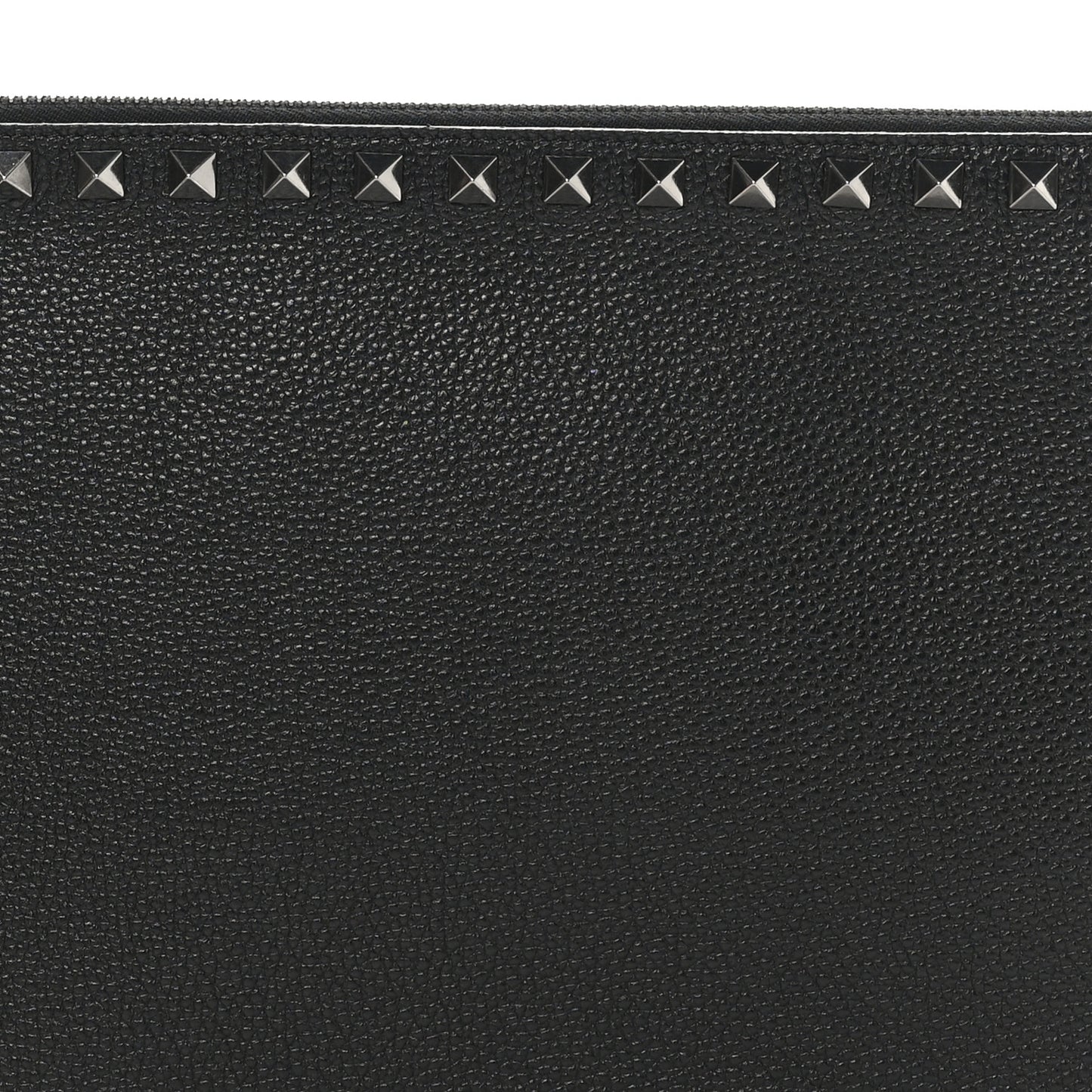 Vitello Monochrome Large Rockstud Zip Pouch Black