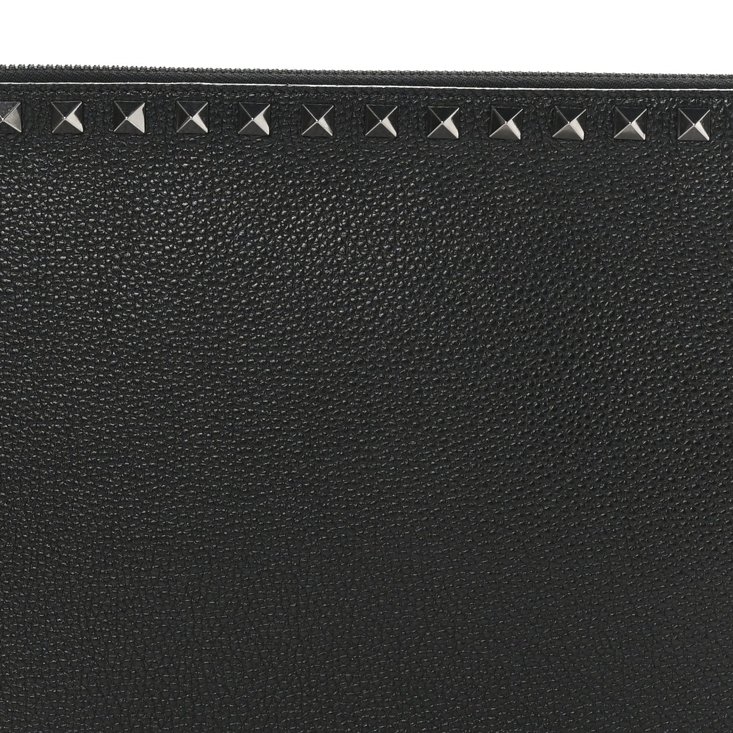 Valentino Garavani Vitello Monochrome Large Rockstud Zip Pouch Black 7 of 8