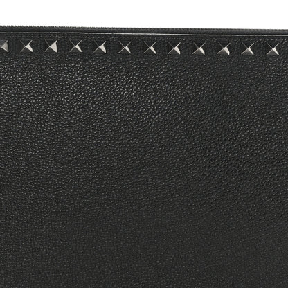 Valentino Garavani Vitello Monochrome Large Rockstud Zip Pouch Black 7 of 8