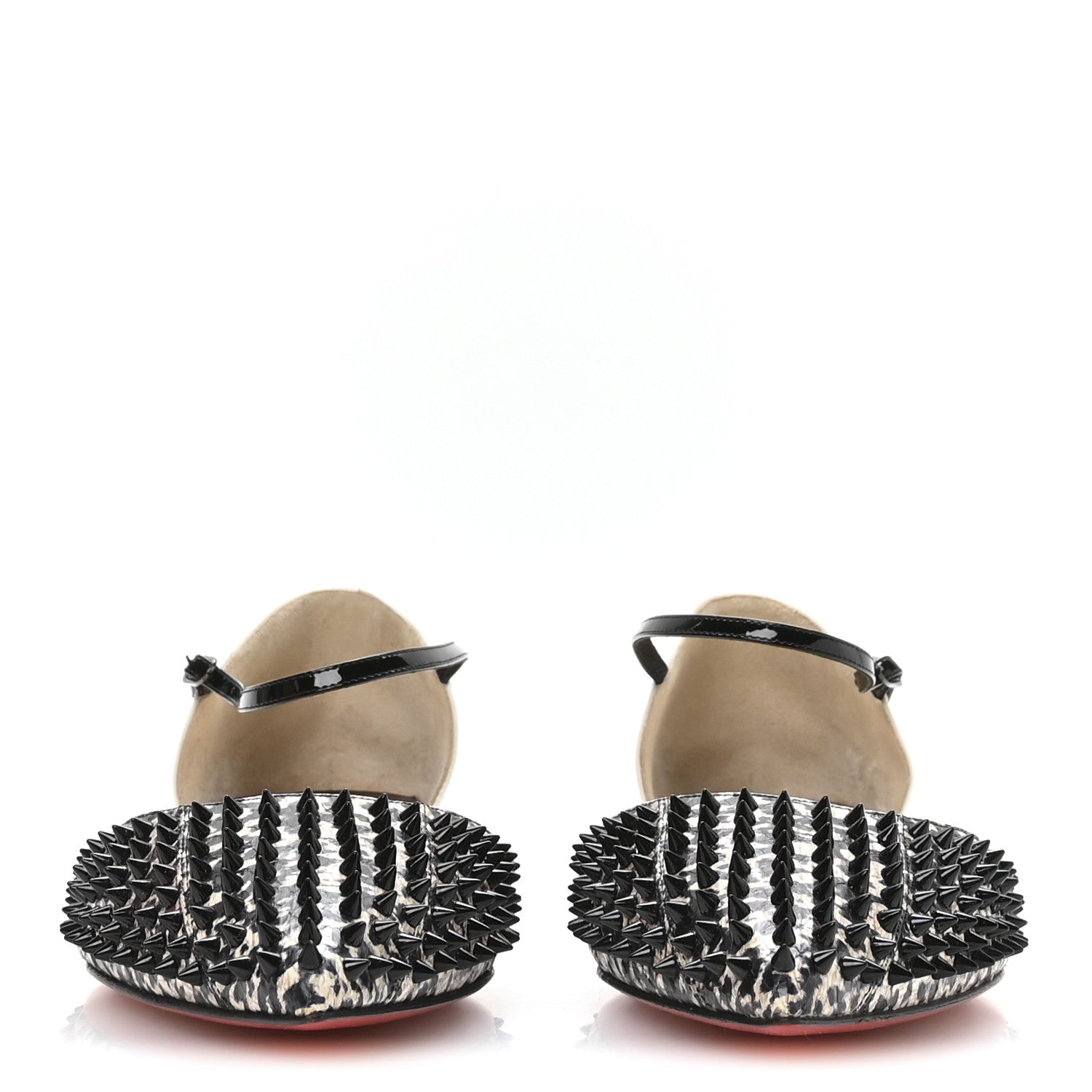 Christian Louboutin Watersnake Shiny Patent Baila Spike Flats 41.5 Black 6 of 16