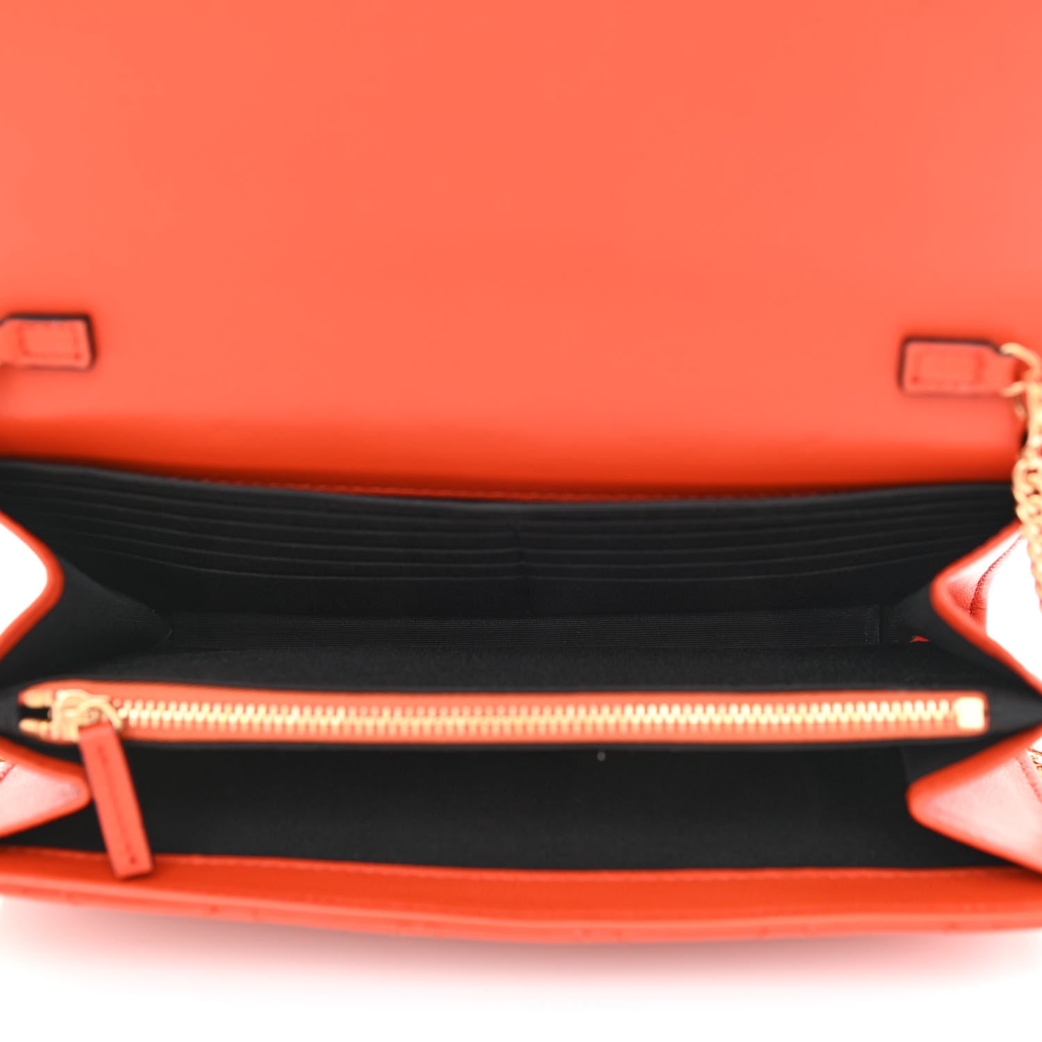 Versace Lambskin Quilted Medusa Wallet On Chain Crossbody Dark Orange 5 of 10