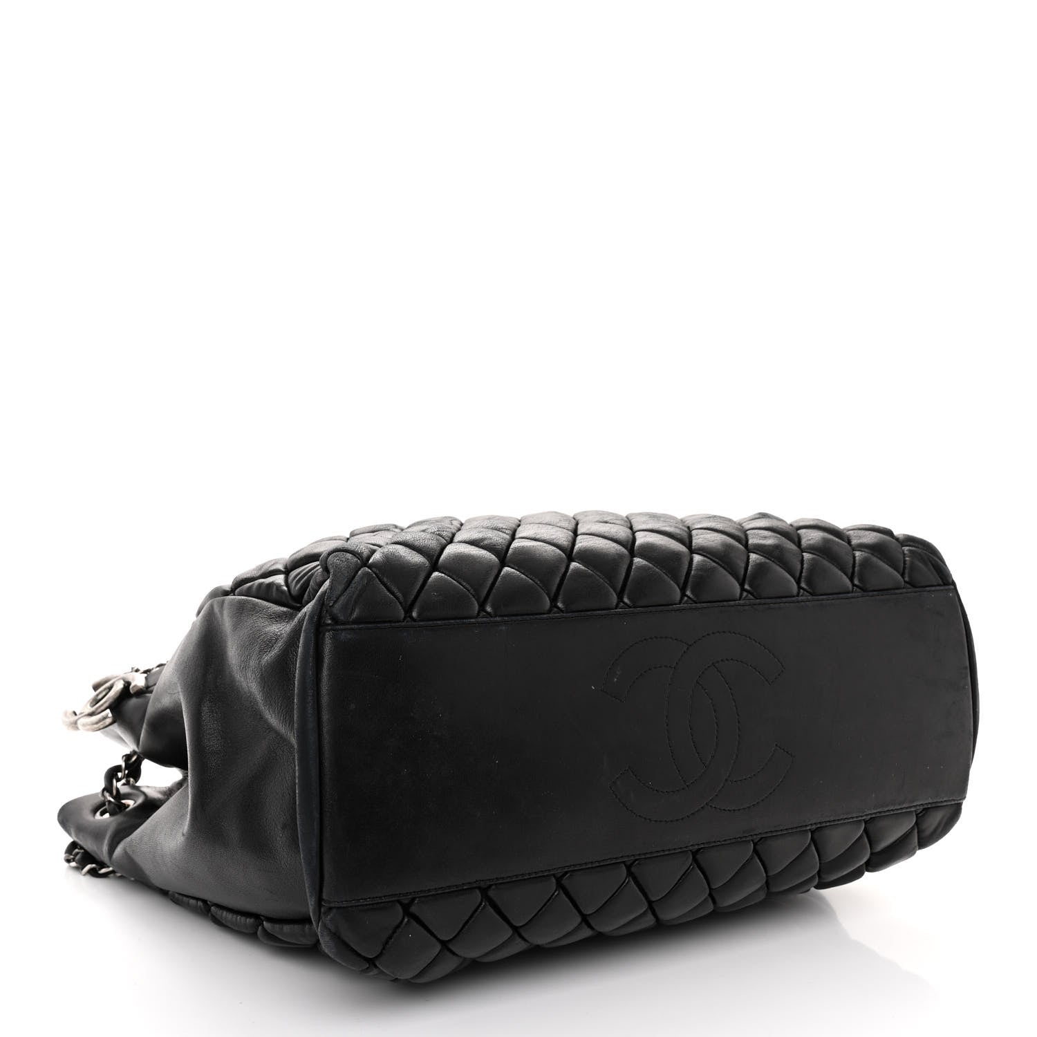 Chanel Lambskin Quilted Medium New Bubble North South Tote Black 4 of 11