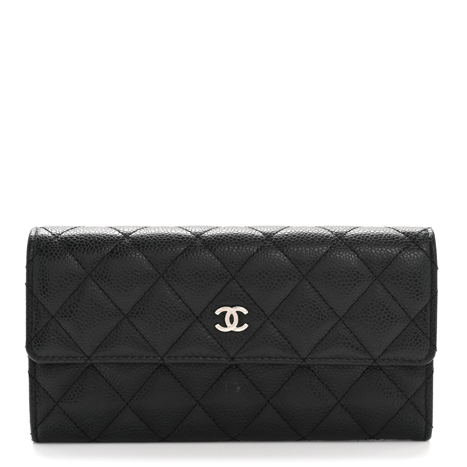 Chanel Caviar Quilted Large Gusset Flap Wallet Black 1 of 11