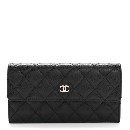 Chanel Caviar Quilted Large Gusset Flap Wallet Black 1 of 11