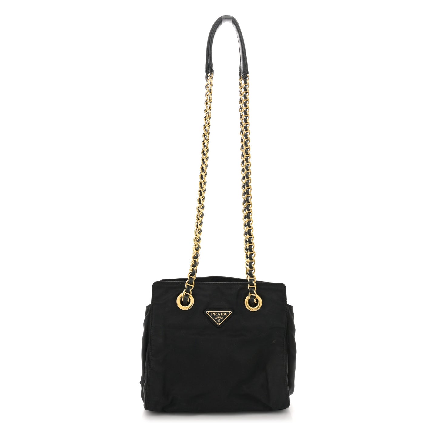 Tessuto Nylon Chain Shoulder Bag Black