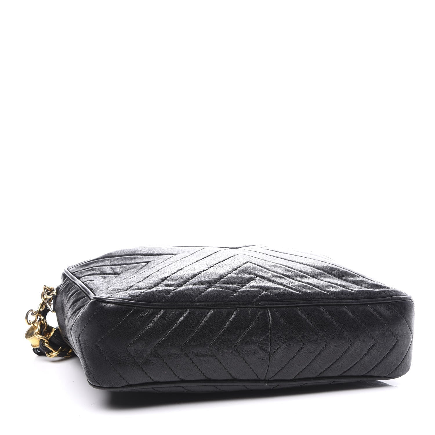Chanel Lambskin Chevron Quilted Tassel Camera Case Black 3 of 11