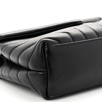 Saint Laurent Calfskin Y Quilted Monogram Small Loulou Chain Satchel Black 9 of 10