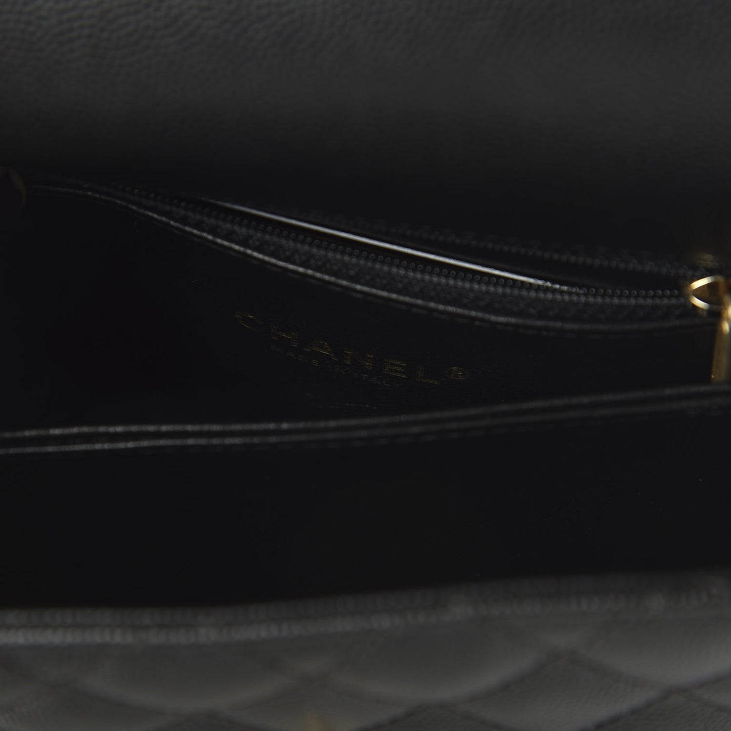 Caviar Lizard Quilted Mini Coco Handle Flap Black