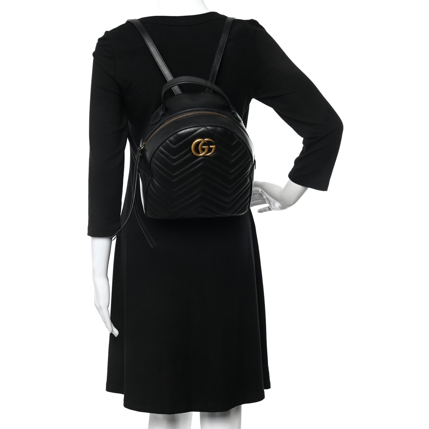 Calfskin Matelasse GG Marmont Dome Backpack Black