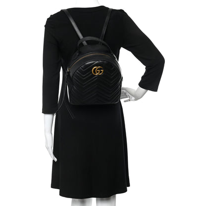 Gucci Calfskin Matelasse GG Marmont Dome Backpack Black 2 of 15