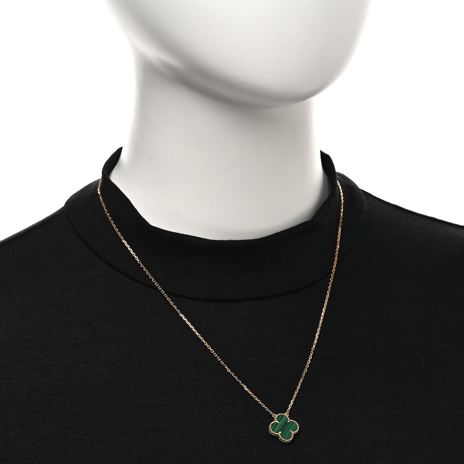 Van Cleef & Arpels 18K Yellow Gold Malachite Vintage Alhambra Pendant Necklace 2 of 4