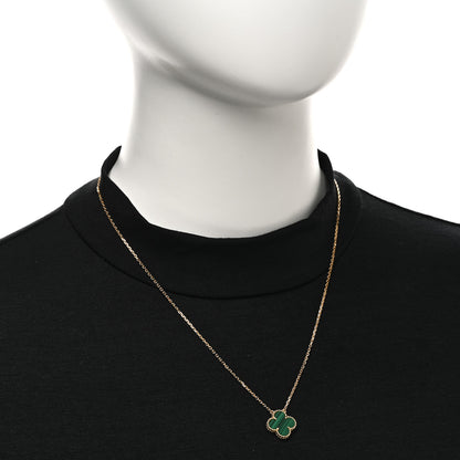 Van Cleef & Arpels 18K Yellow Gold Malachite Vintage Alhambra Pendant Necklace 2 of 4