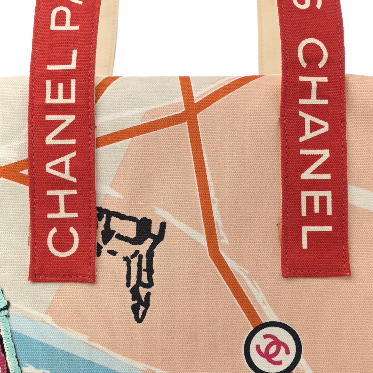 Canvas Printed Paris Map Tote Bag Red