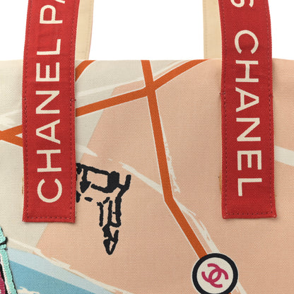 Chanel Canvas Printed Paris Map Tote Bag Red 8 of 14