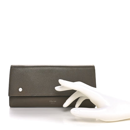 Celine Drummed Calfskin Large Multifunction Flap Wallet Souris 2 of 11