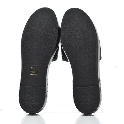 Chanel Lambskin Quilted CC Espadrille Slip On Sandals 41 Black 5 of 13