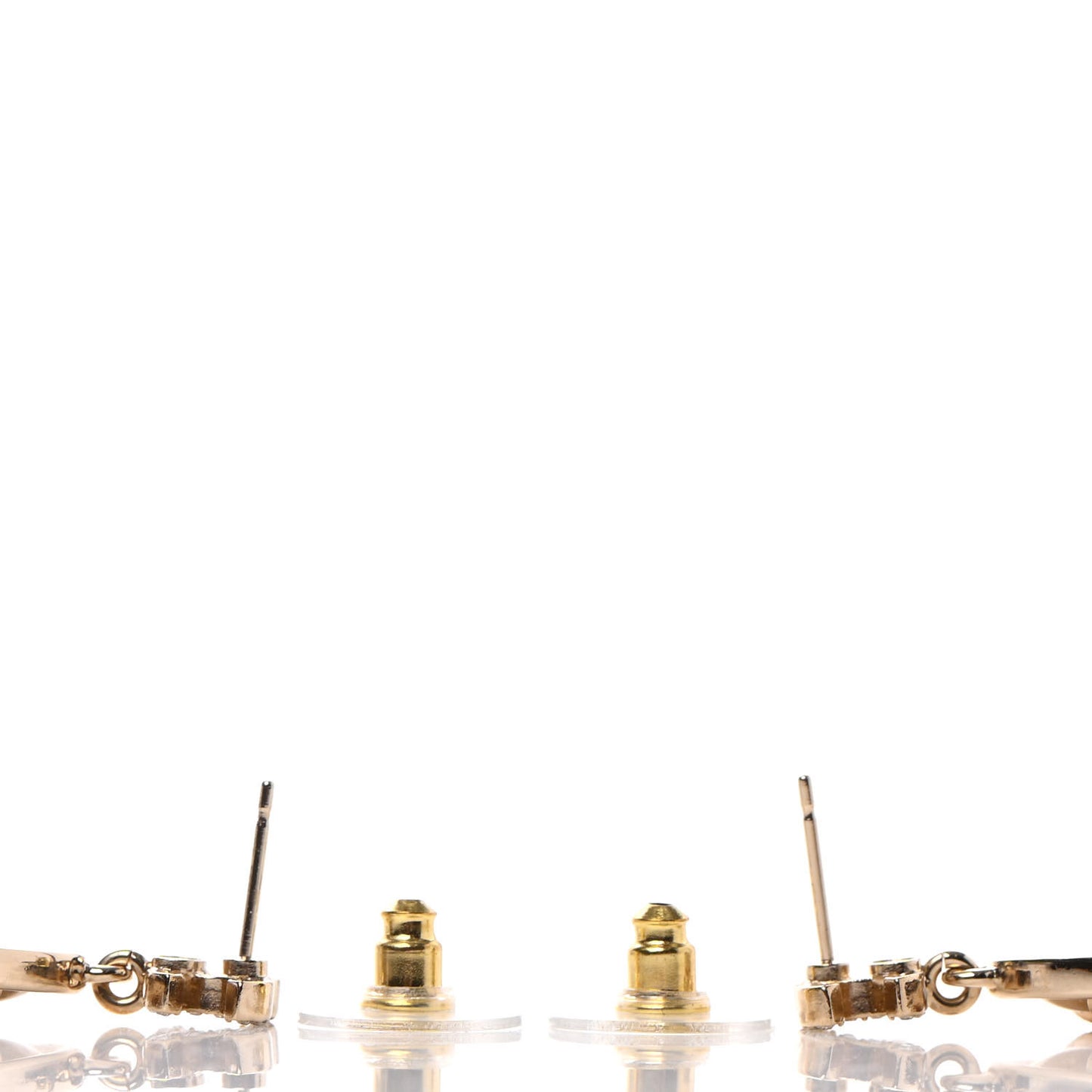 Crystal CC Drop Earrings Gold