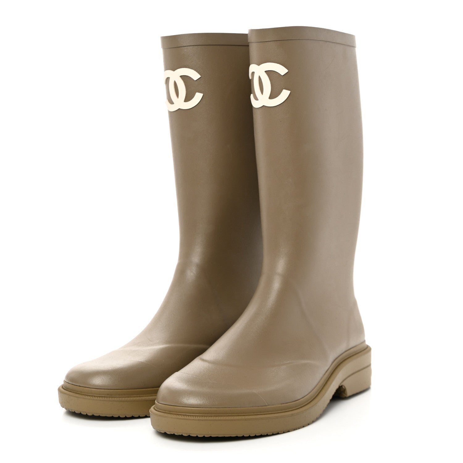 Chanel Caoutchouk CC High Boots 42 Dark Beige 3 of 11