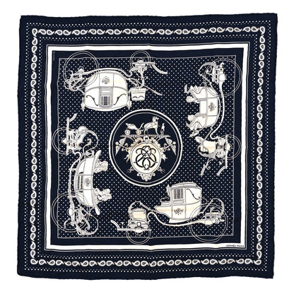 Hermes Cashmere Silk Ex Libris Bandana Scarf 55 Blue White 1 of 4