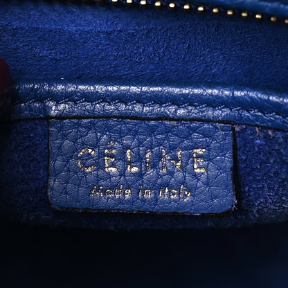 Celine Drummed Calfskin Nano Luggage Indigo 6 of 9