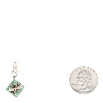 Tiffany Sterling Silver Enamel Gift Box Charm Blue 2 of 3