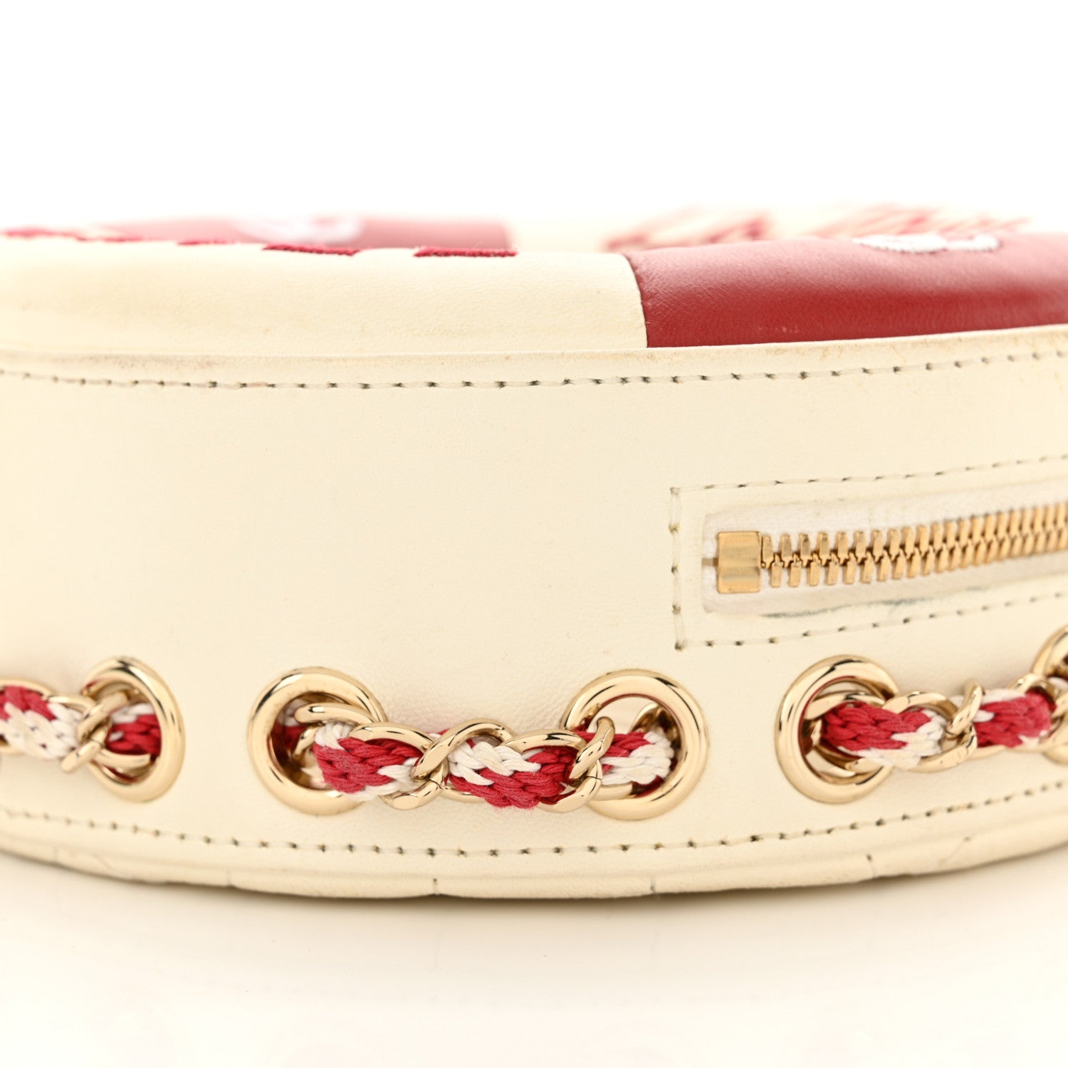 Chanel Lambskin Coco Lifesaver Round Bag Red White 11 of 17