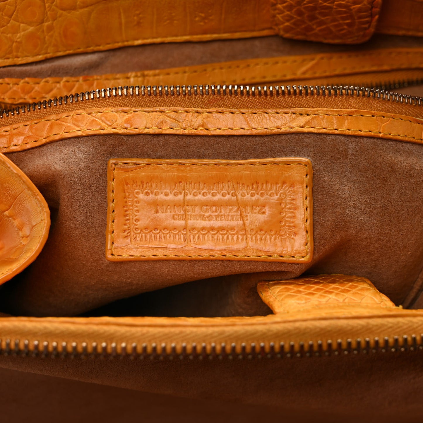 Crocodile Top Handle Shoulder Bag Yellow