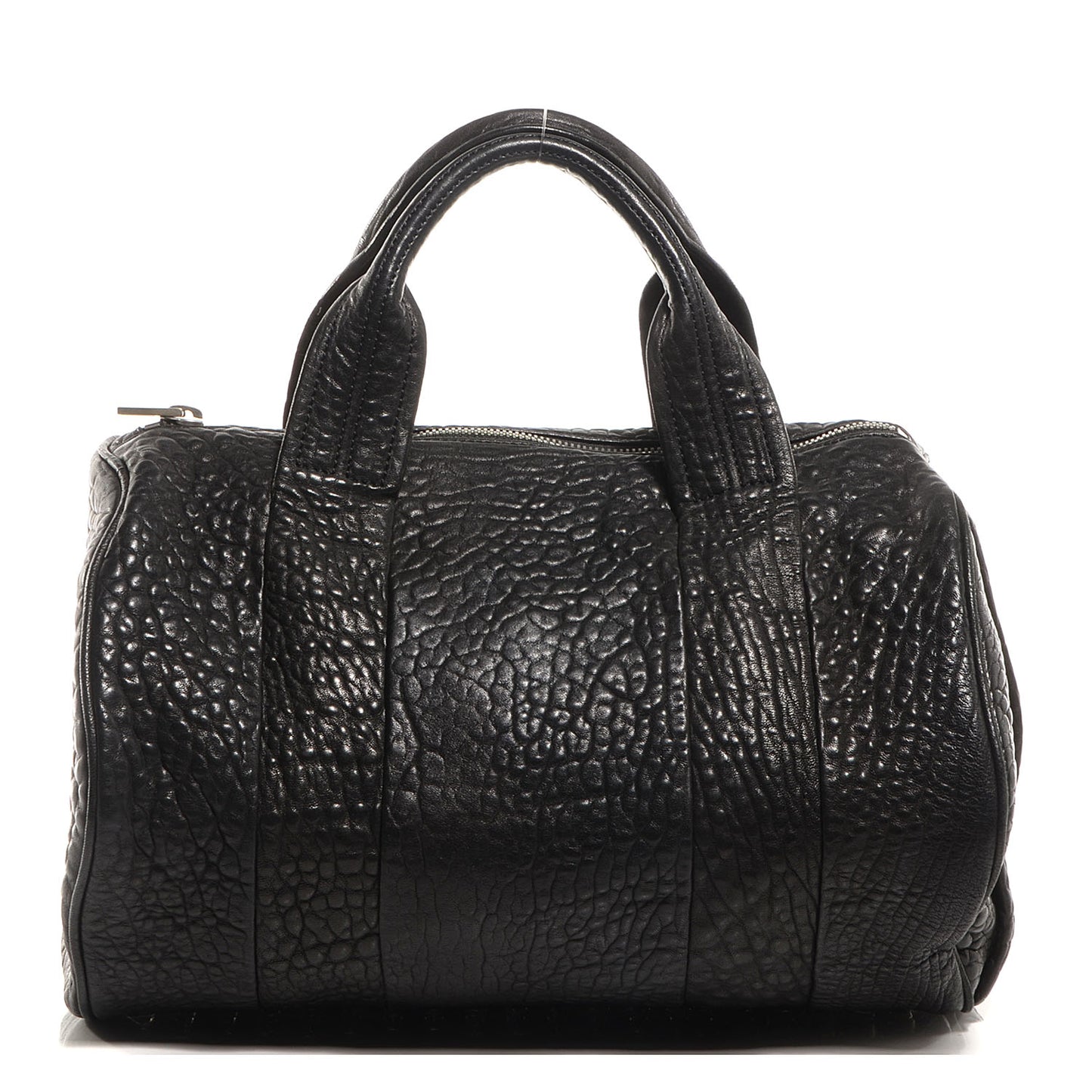 Pebbled Lambskin Rocco Black with Silver Hardware