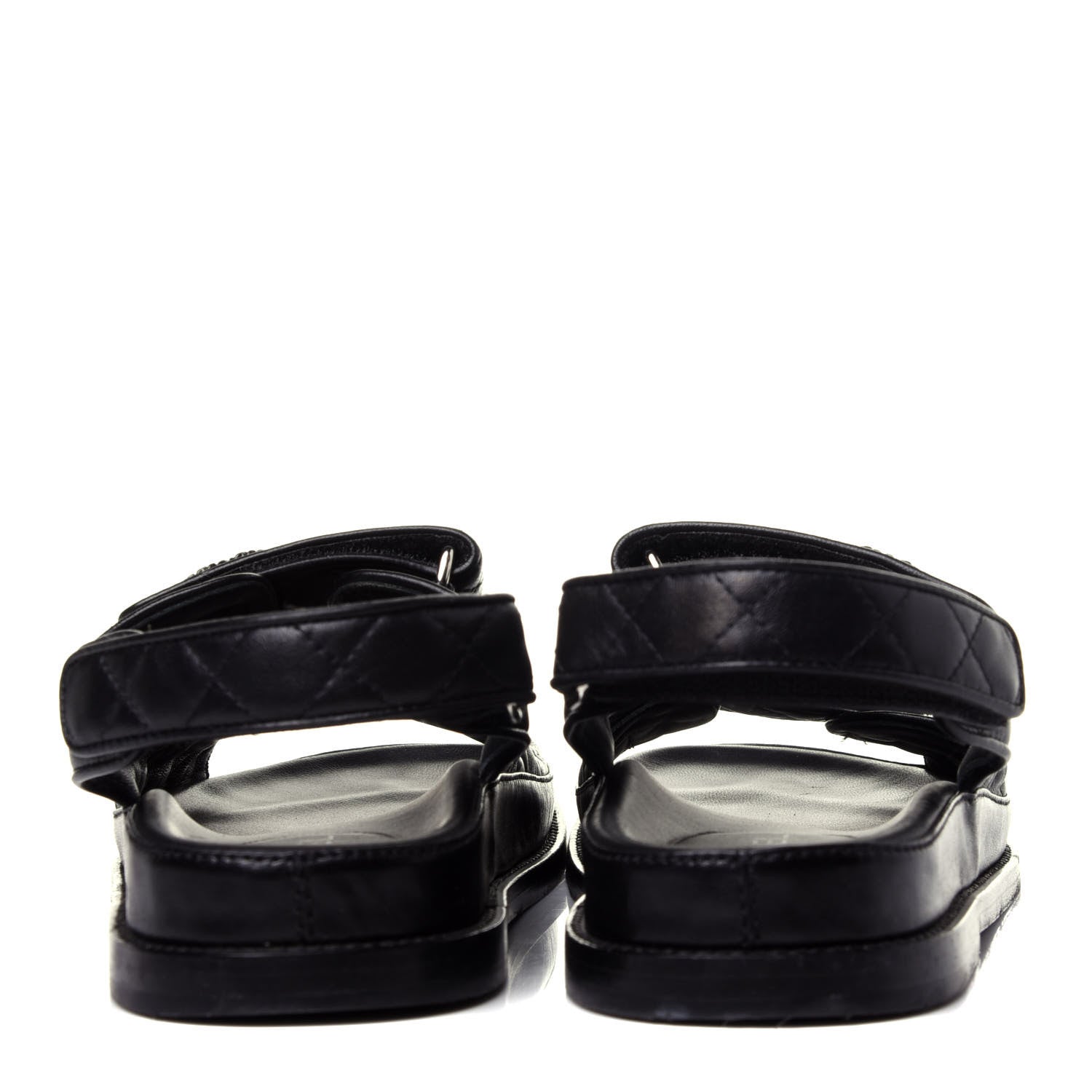 Chanel Lambskin Velcro Dad Sandals 38 Black 6 of 12
