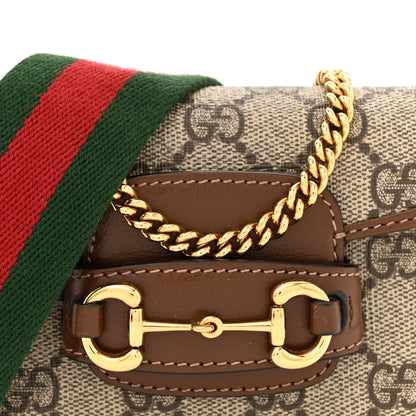 Gucci GG Supreme Monogram Azalea Calfskin Web Horsebit 1955 Wallet On Strap Beige Ebony Brown Sugar 8 of 12