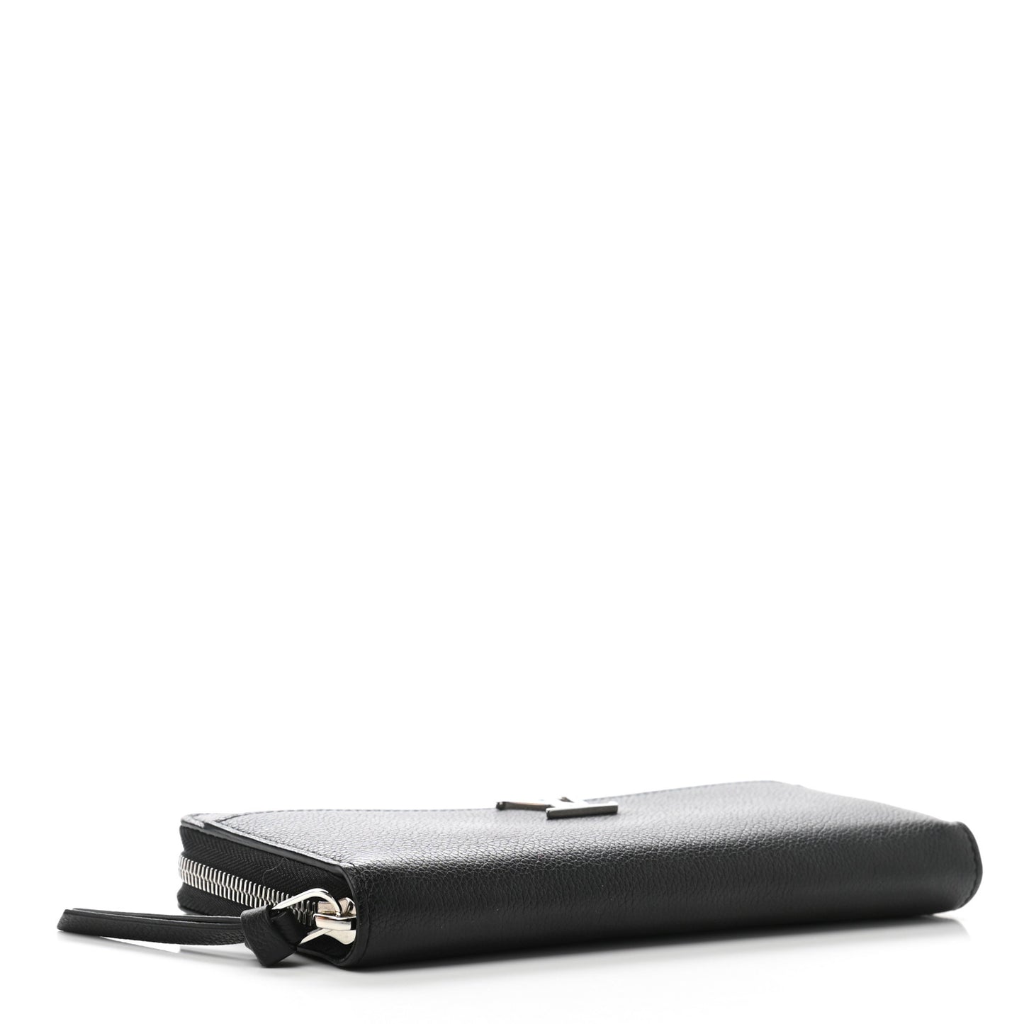 Calfskin Zippy Lockme Wallet Black