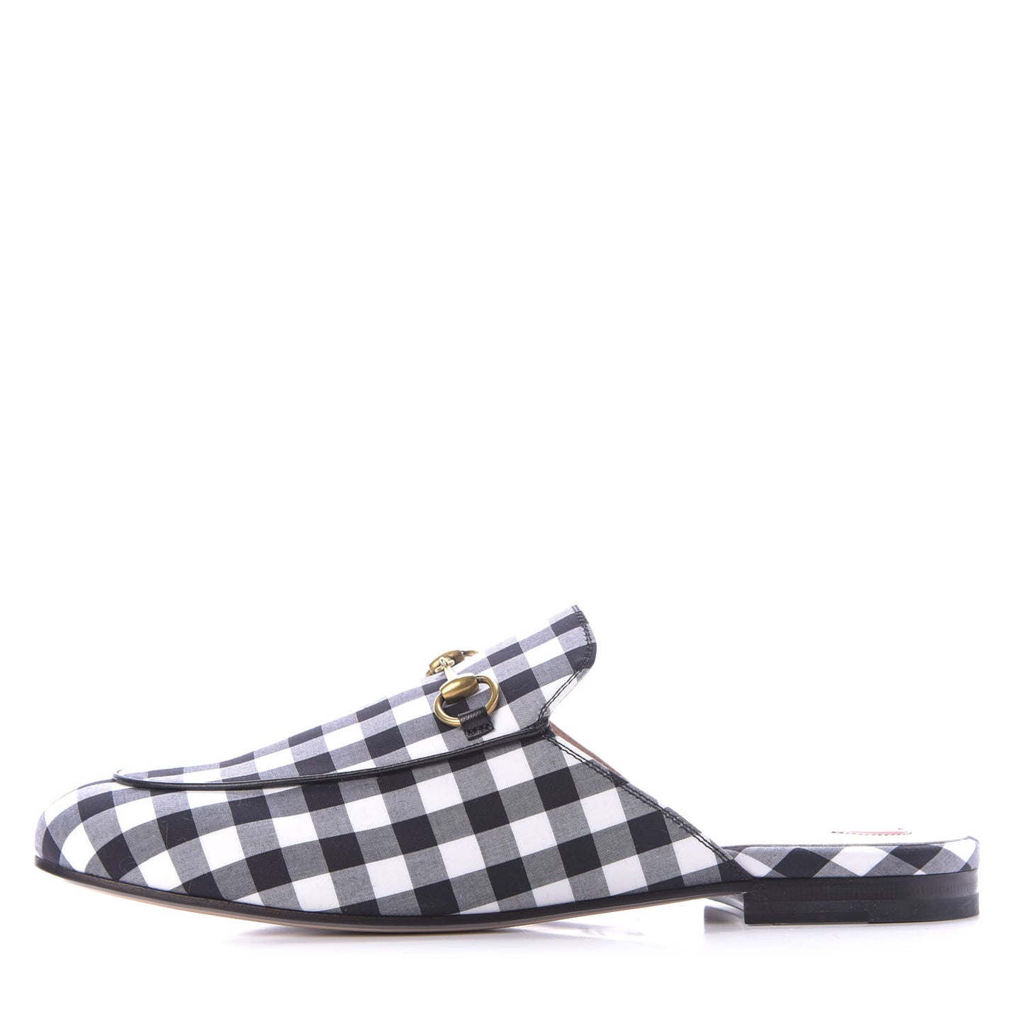 Cotton Gingham Womens Princetown Slippers 39 White Black
