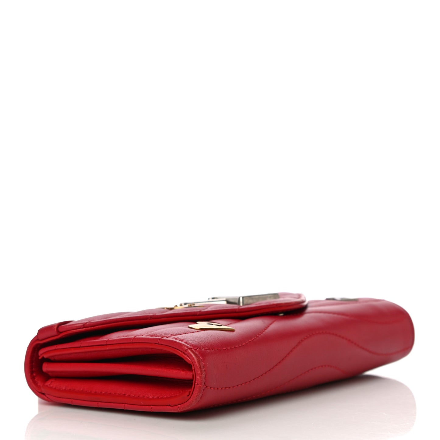 Calfskin Love Lock New Wave Long Wallet Red