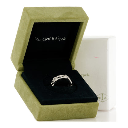 Van Cleef & Arpels 18K White Gold Diamond Sweet Perlee Clovers Ring 55 7.25 5 of 5