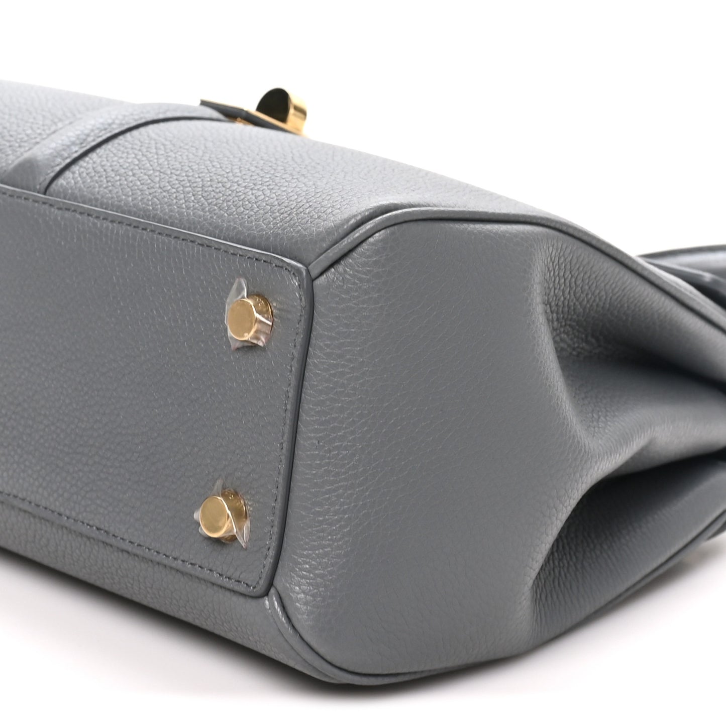 Grained Calfskin Small 16 Top Handle Bag Medium Grey