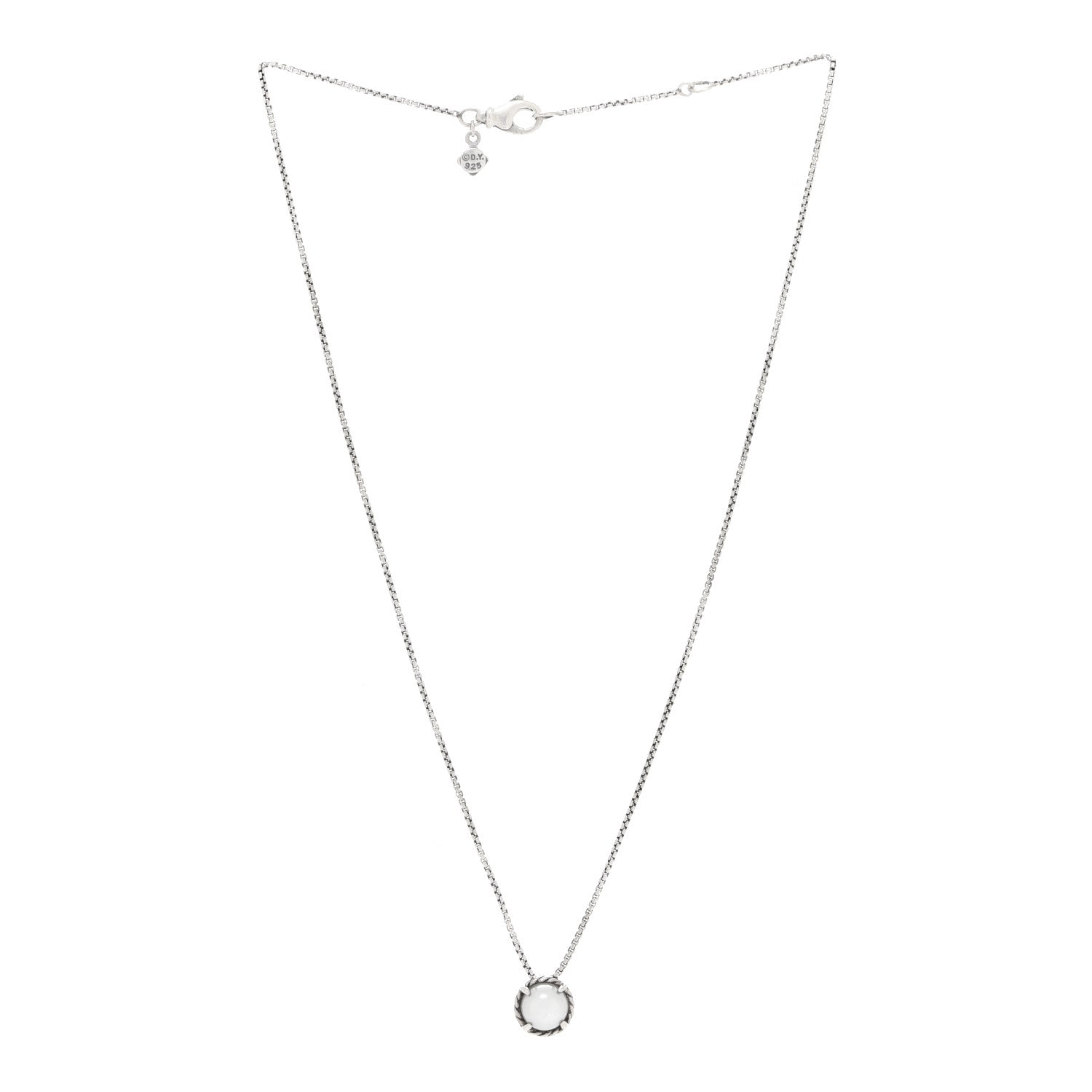 David Yurman Sterling Silver Pearl 8mm Petite Chatelaine Pendant Necklace 3 of 5