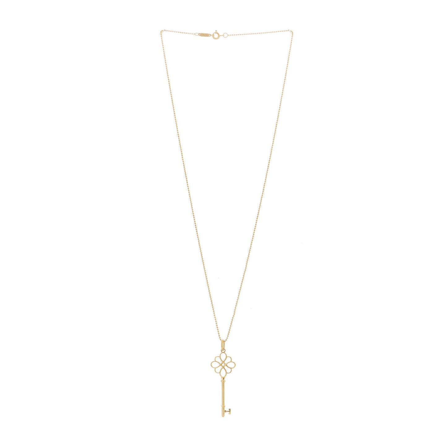 18K Yellow Gold Knot Key Pendant Necklace