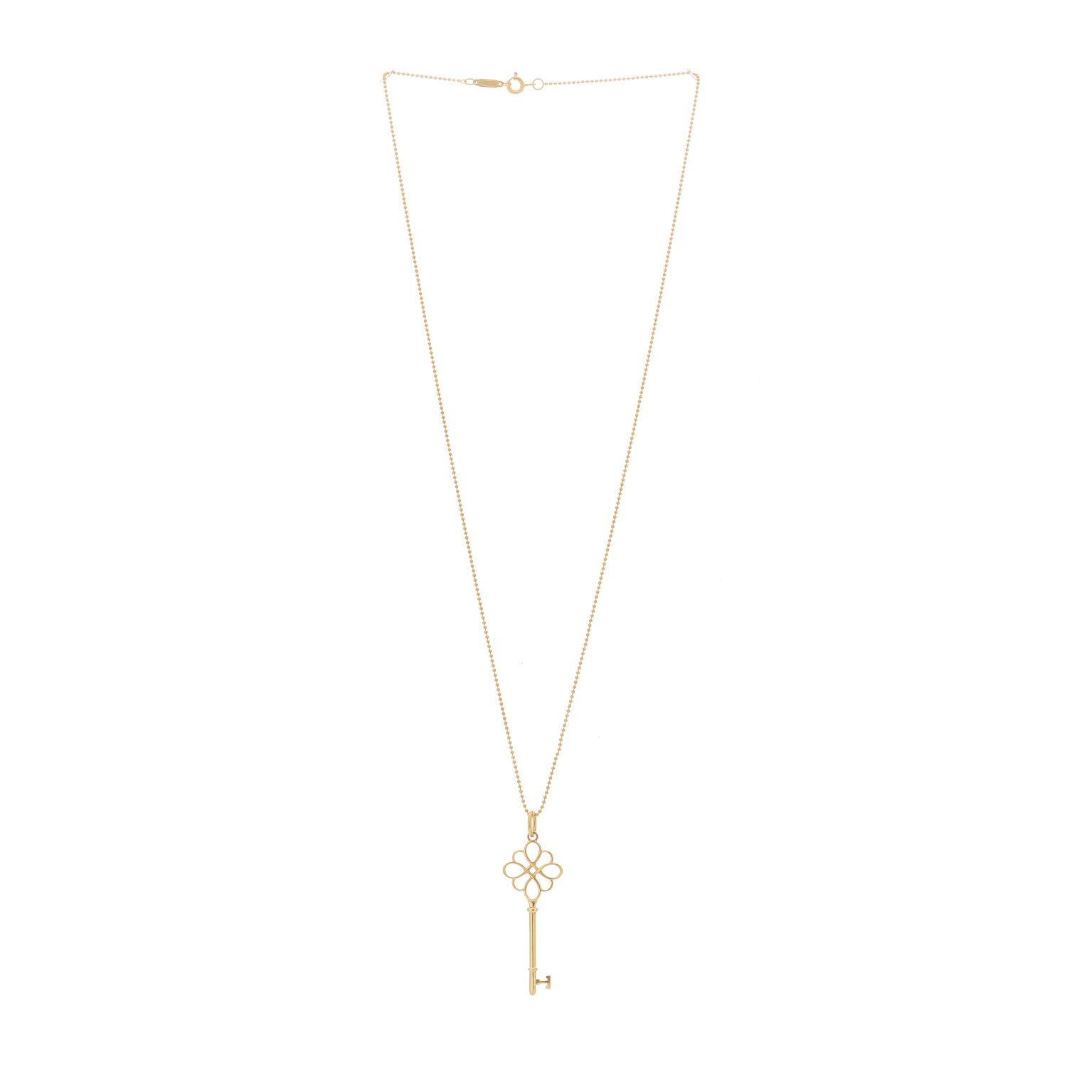 Tiffany 18K Yellow Gold Knot Key Pendant Necklace 3 of 6