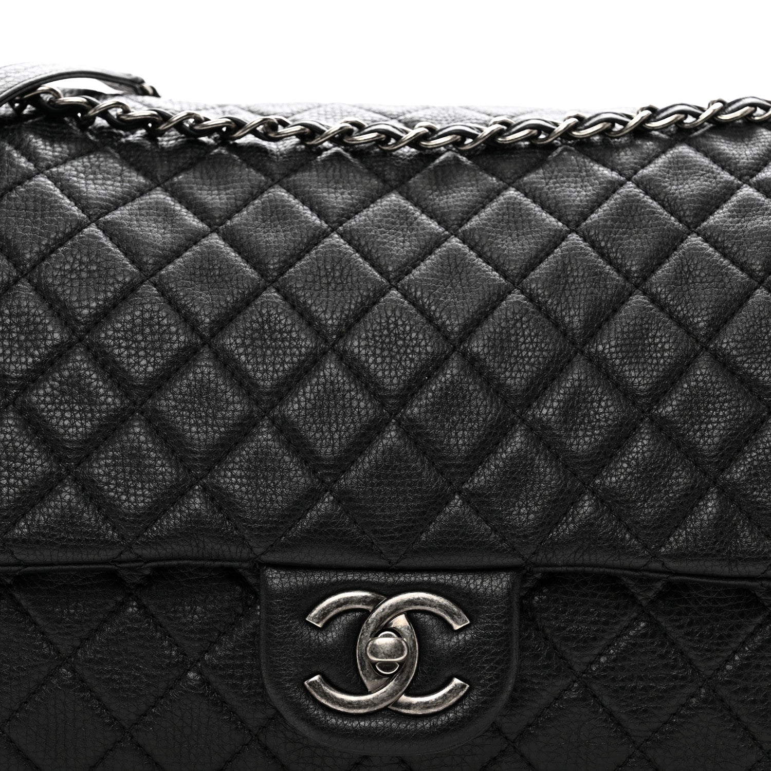 Chanel Grained Calfskin Quilted XXL Travel Flap Bag Black 7 of 10