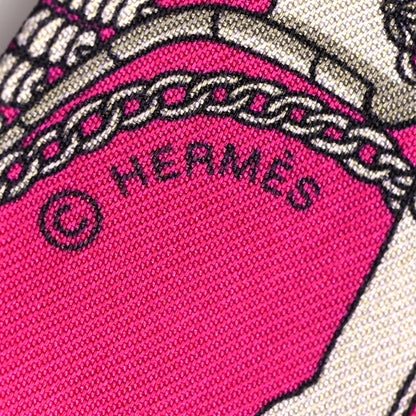 Hermes Silk Mors Et Gourmettes Remix Twilly Fuchsia Bleu Corail 3 of 4