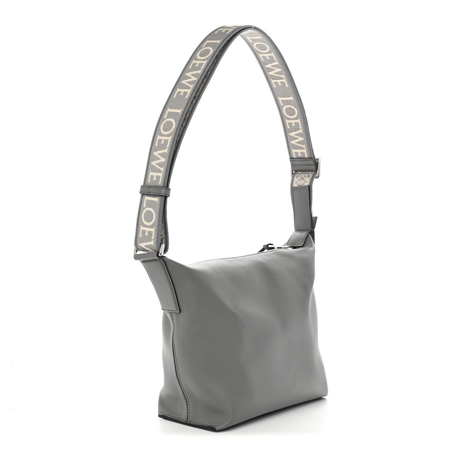 Loewe Supple Smooth Calfskin Jacquard Small Cubi Crossbody Bag Asphalt Grey 3 of 10