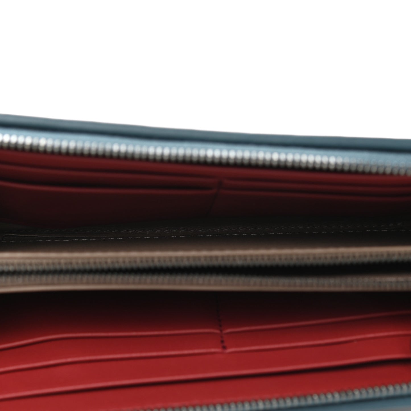 Nappa Intrecciato Zip Around Wallet Blue
