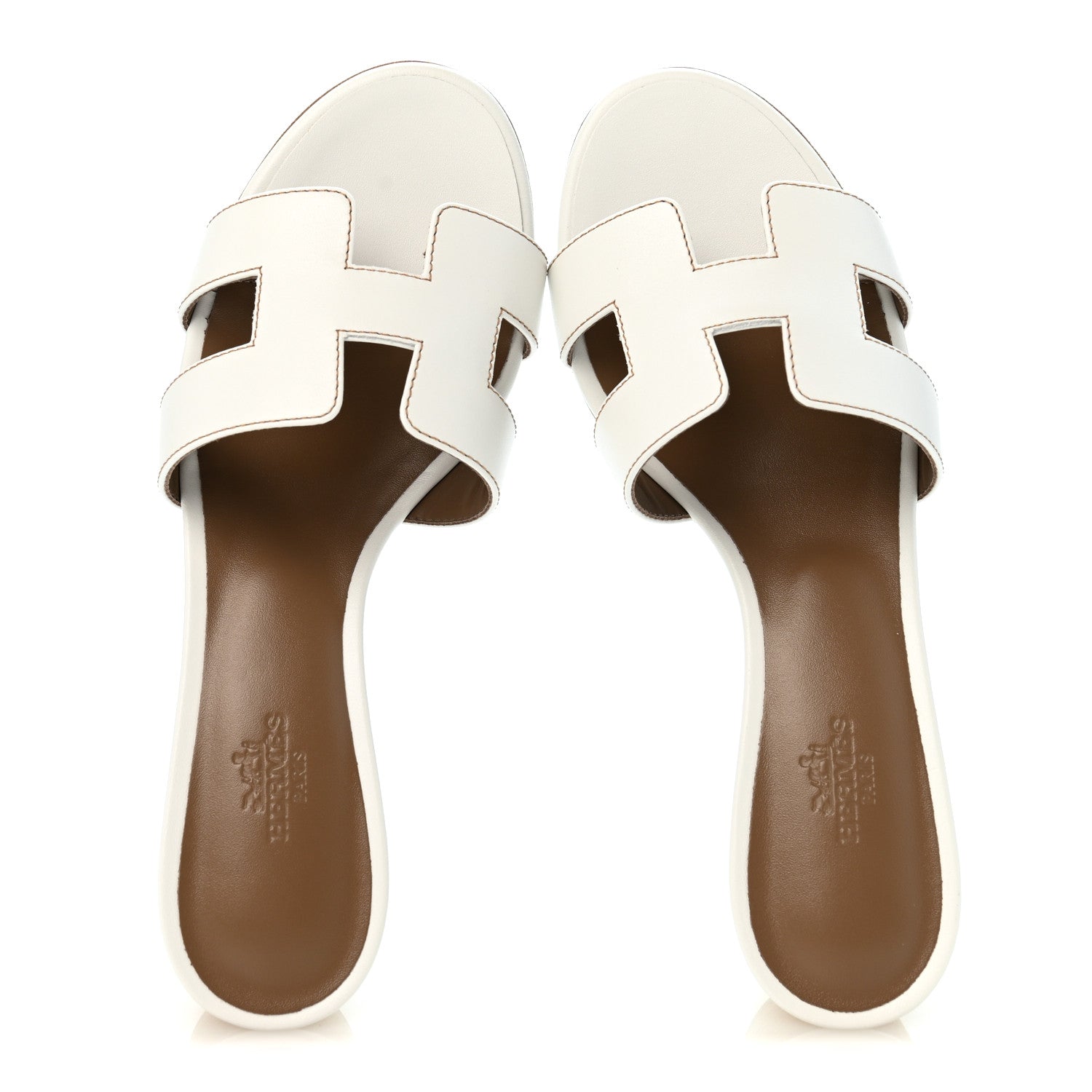 Hermes Calfskin Oasis Sandals 37 White 2 of 10
