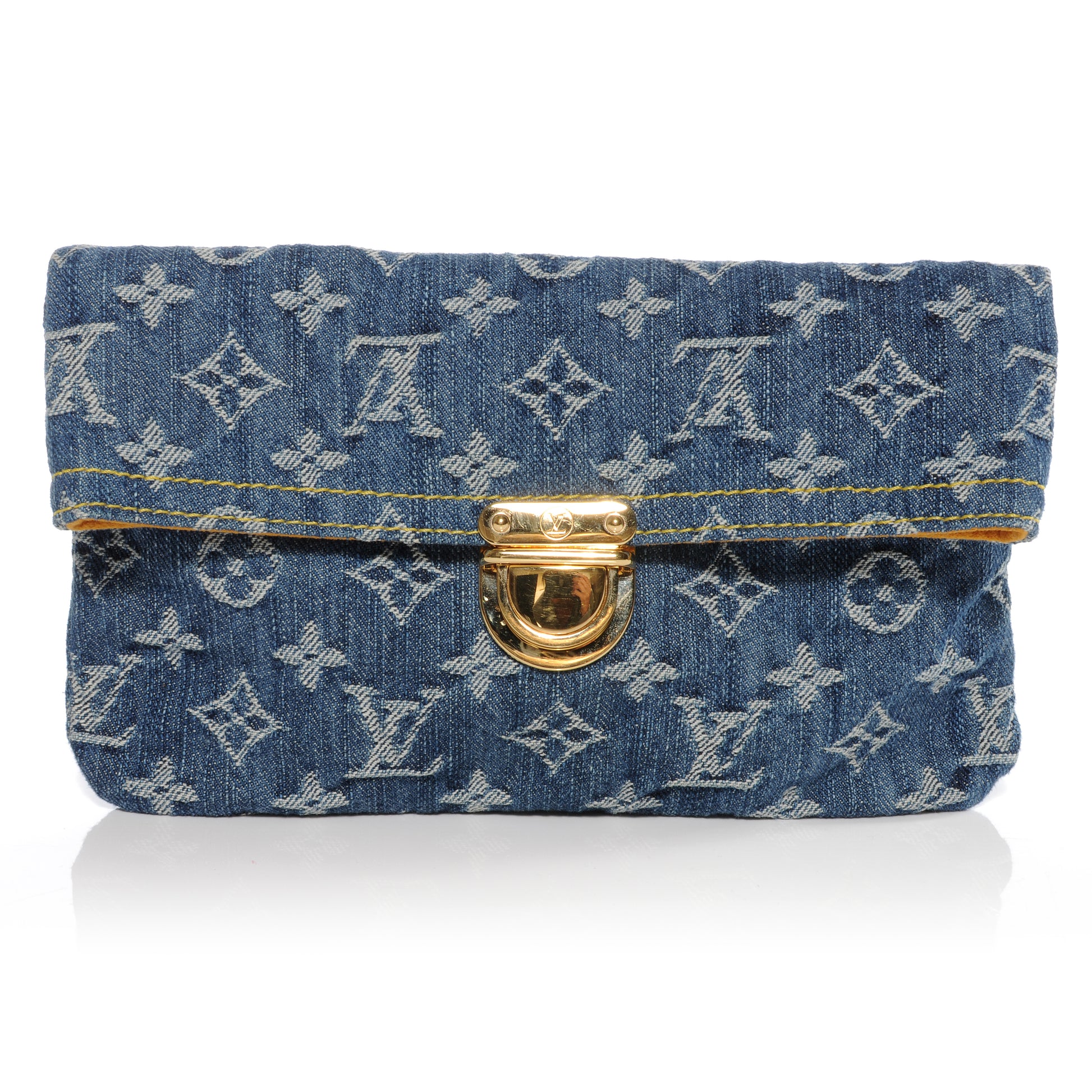 Louis Vuitton Monogram Denim Pochette Plat Clutch Blue 1 of 7